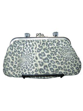 Deena & Ozzy Double Frame Vintage Kisslock Leopard Clutch coin purse pouch